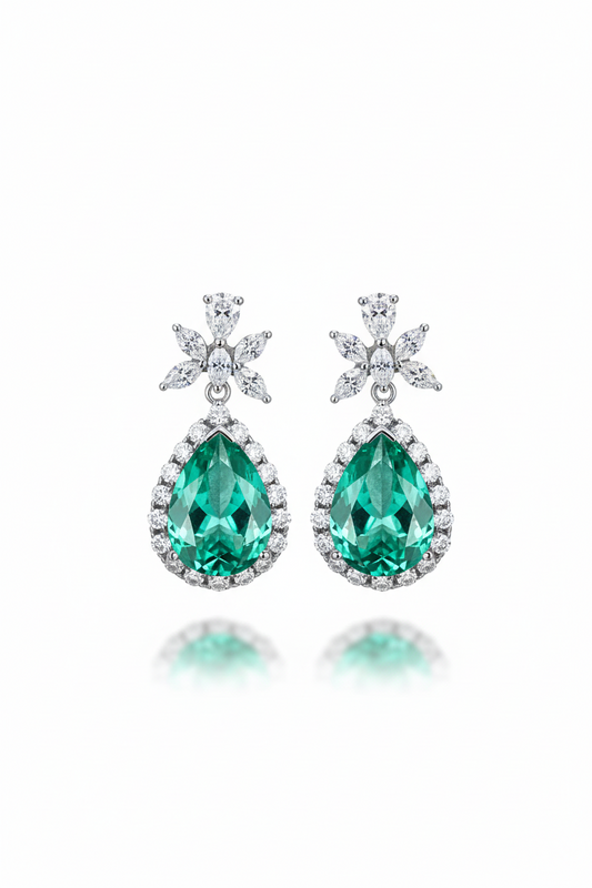 Tourmaline Stone | Victorian Pear Earring - Solid Silver