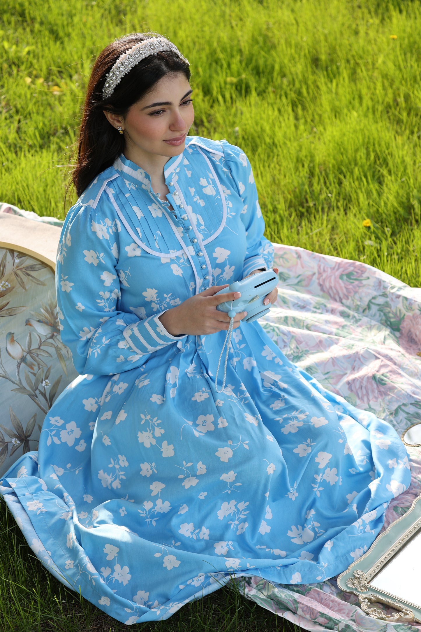 Light Blue Daisy Meadow Dress