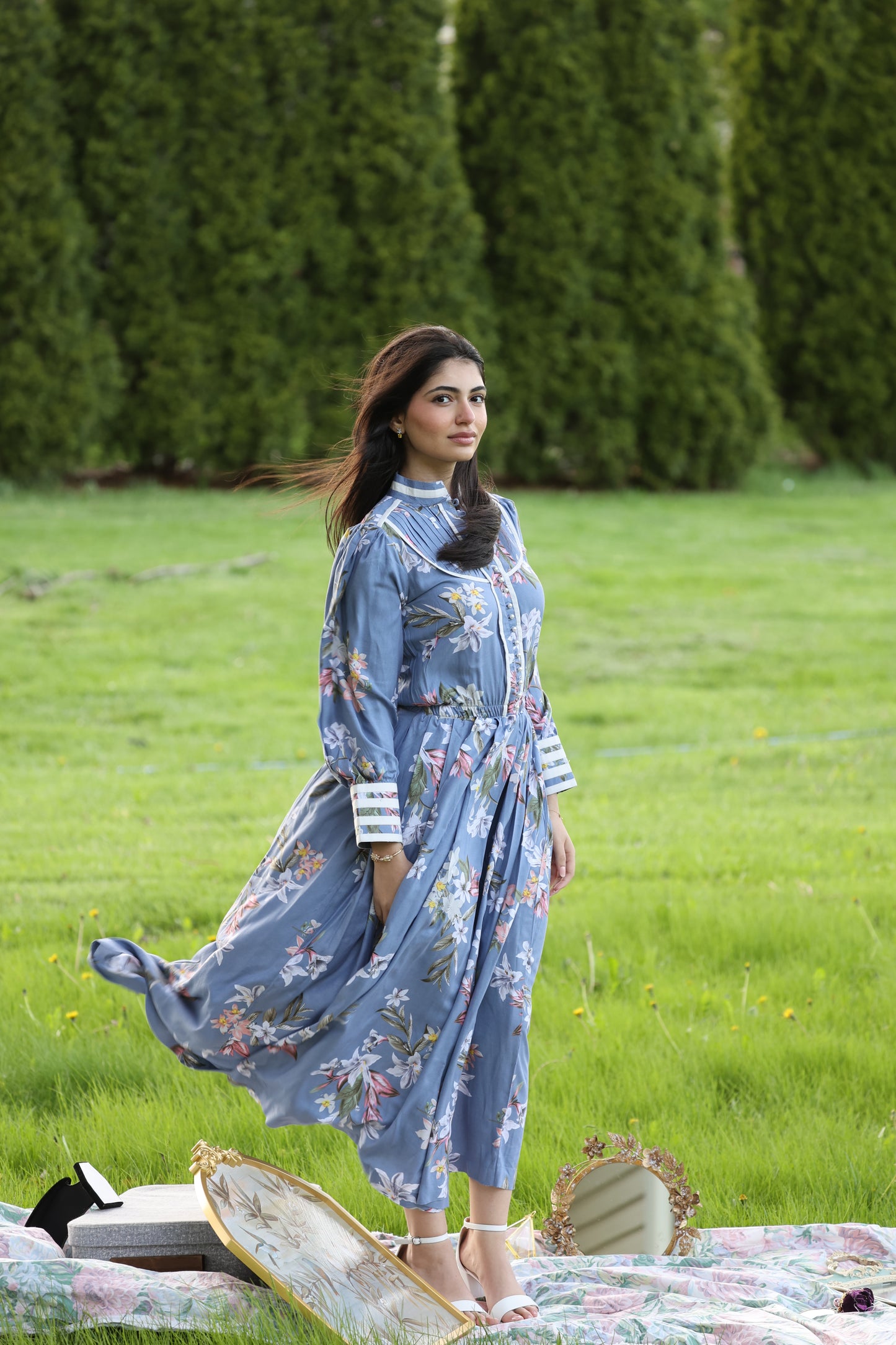 Blue Wisteria Garden Dress