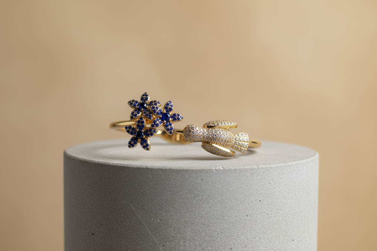 Oiseaux De Printemps | Spring Birds | Solid Silver | 18k Gold Plated | Rhodium Plated | Bracelet for Women