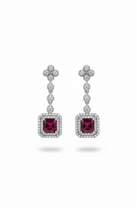 Red Victorian Dangle Earrings