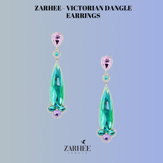 Women's Pink and Green Stone Earrings | Zarhee