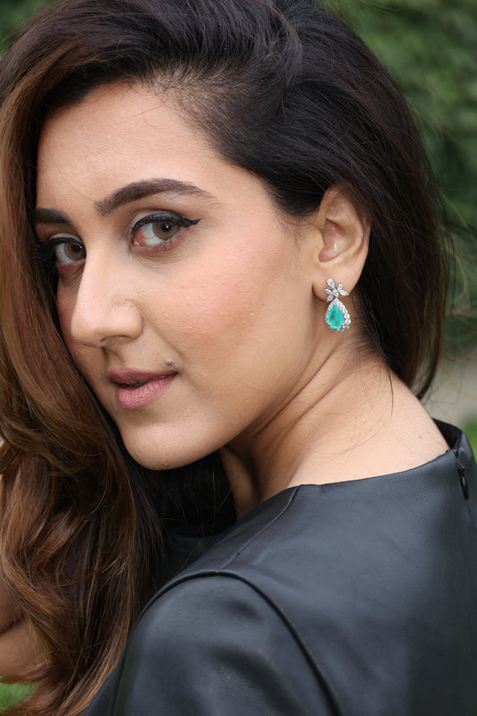 Tourmaline Stone | Victorian Pear Earring - Solid Silver