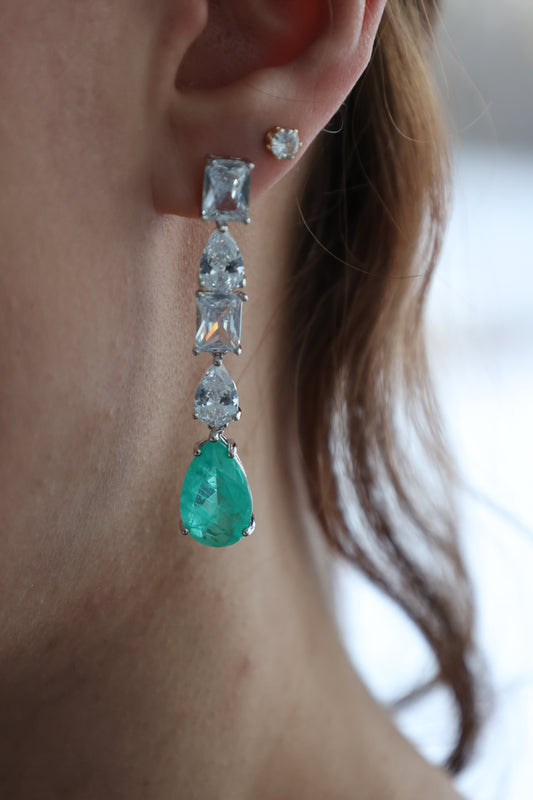 Tourmaline Linear Earrings - Solid Silver