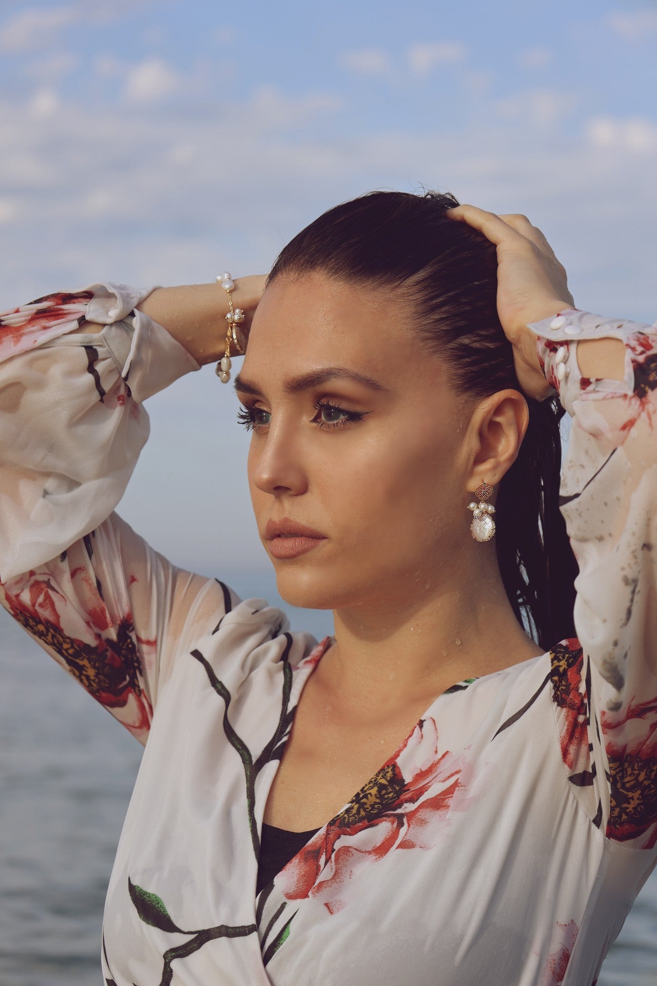 Zarhee Pearl Drop Earrings - Natural Baroque Pearls 18K Gold Plated