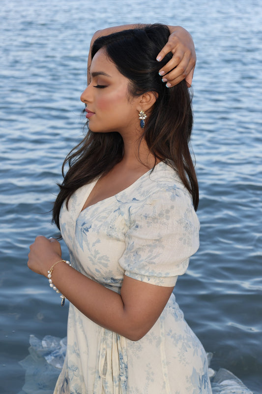 Zarhee Blue Soho Bracelet - 18k Gold Plated with Fresh Baroque Pearls