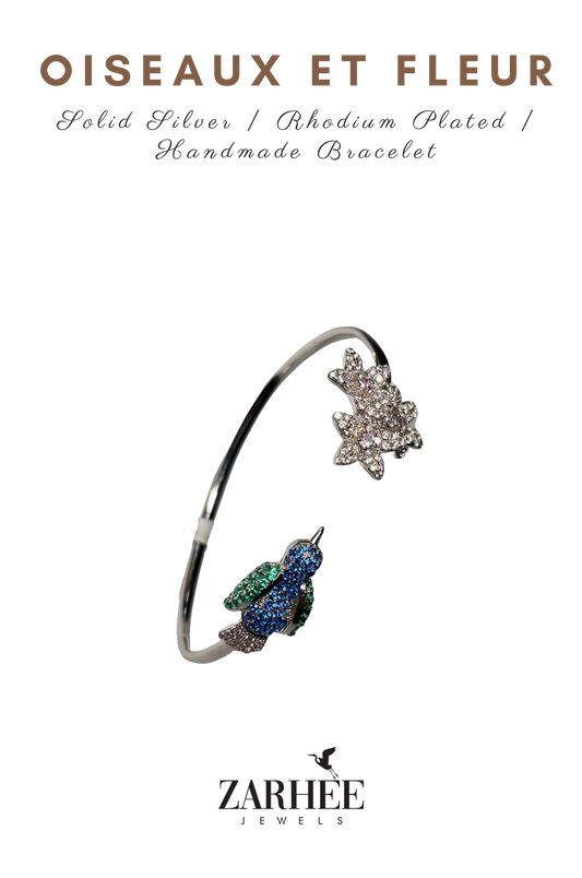 Birds and Flowers | Solid Silver | Hand-crafted | Oiseaux et Fleur