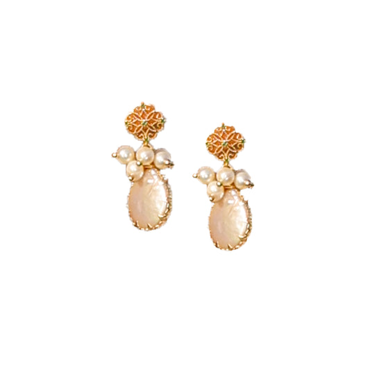 Zarhee Pearl Drop Earrings - Natural Baroque Pearls 18K Gold Plated