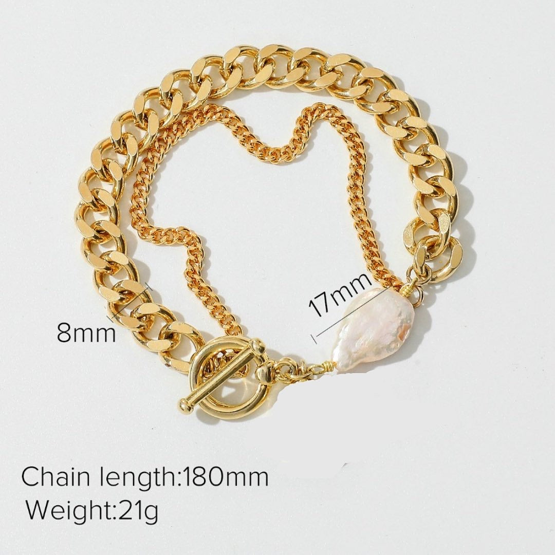 Layered Baroque Bracelet | 18k Gold Plated | Hypoallergenic