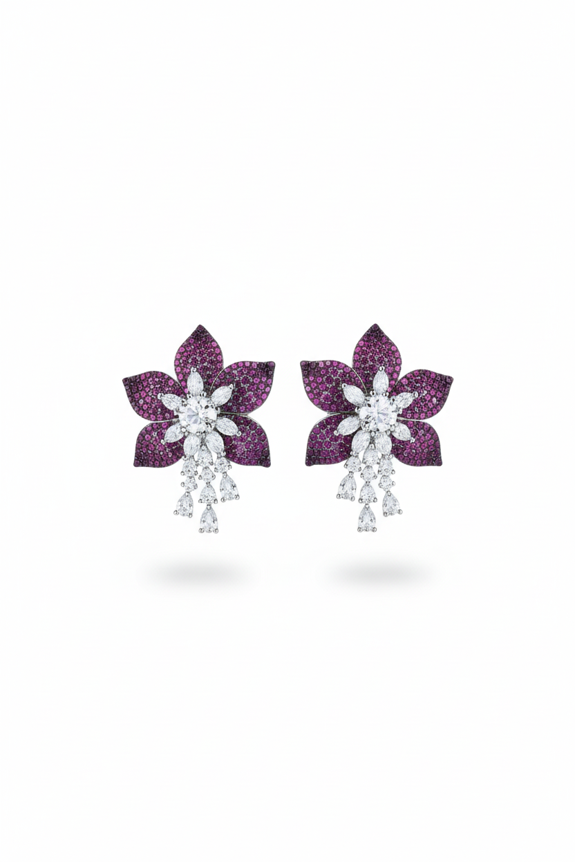 Zarhee Clematis Earrings - SIlver Plated