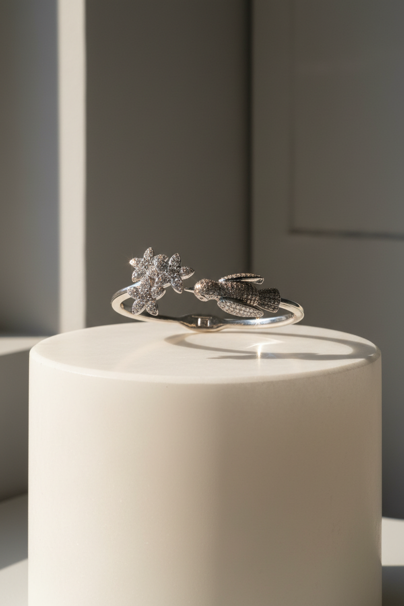 Birds and Flowers | Solid Silver | Hand-crafted | Oiseaux et Fleur
