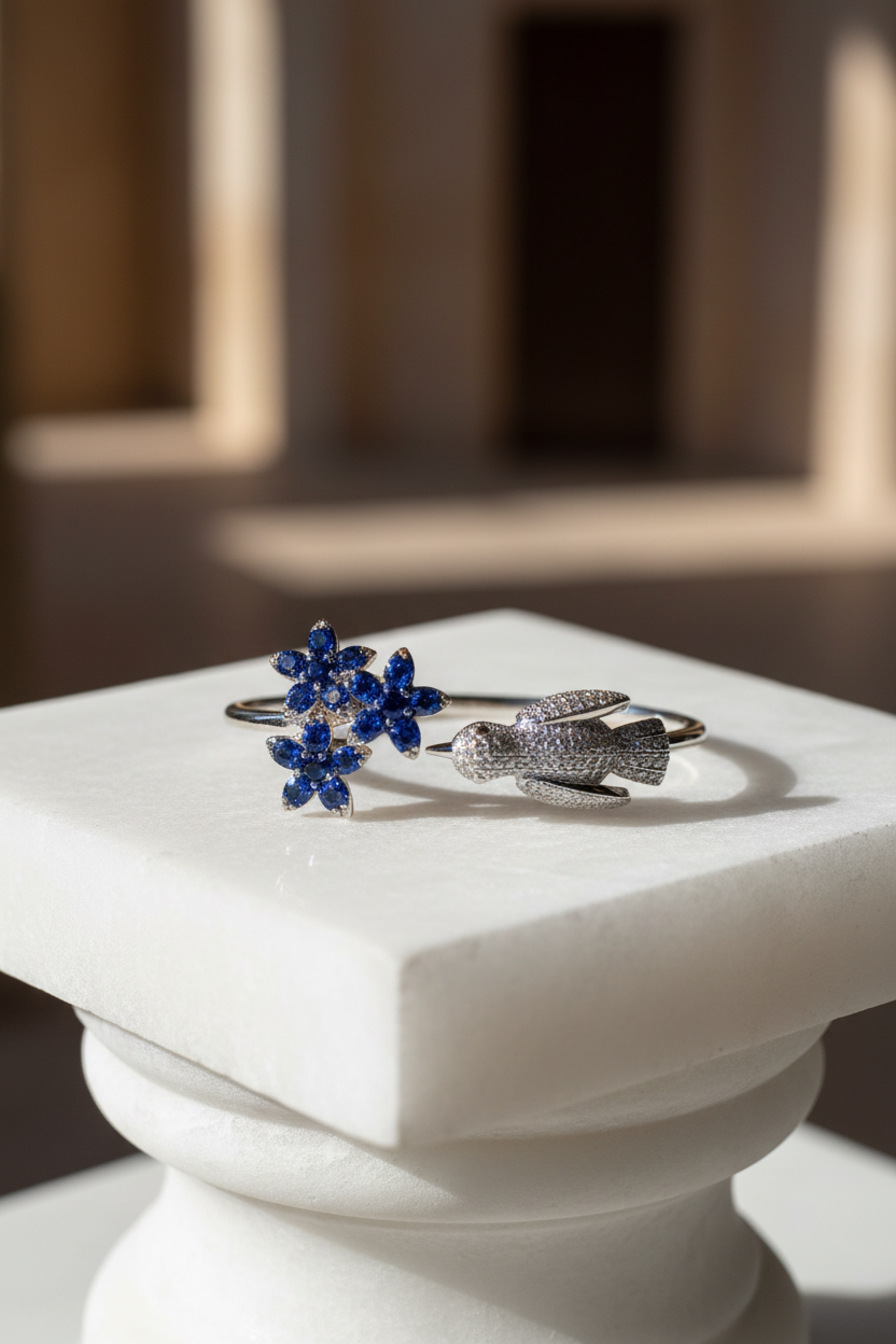 Birds and Flowers | Solid Silver | Hand-crafted | Oiseaux et Fleur