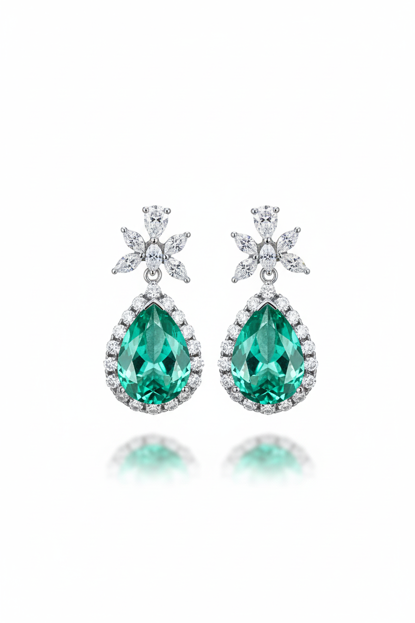 Tourmaline Stone | Victorian Pear Earring - Solid Silver