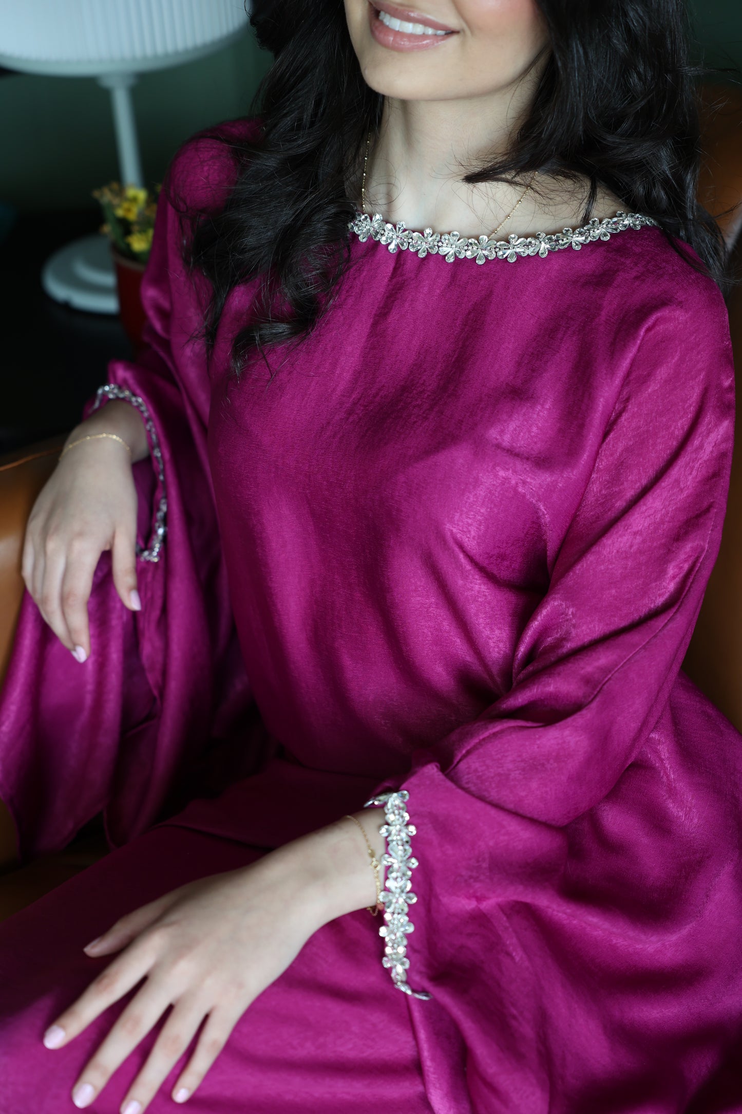 Velvet Orchid Crystal Poncho Set