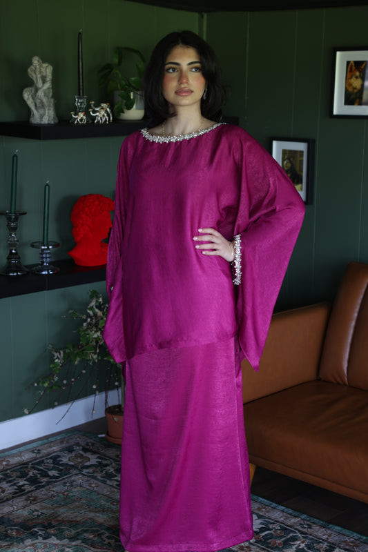 Velvet Orchid Crystal Poncho Set