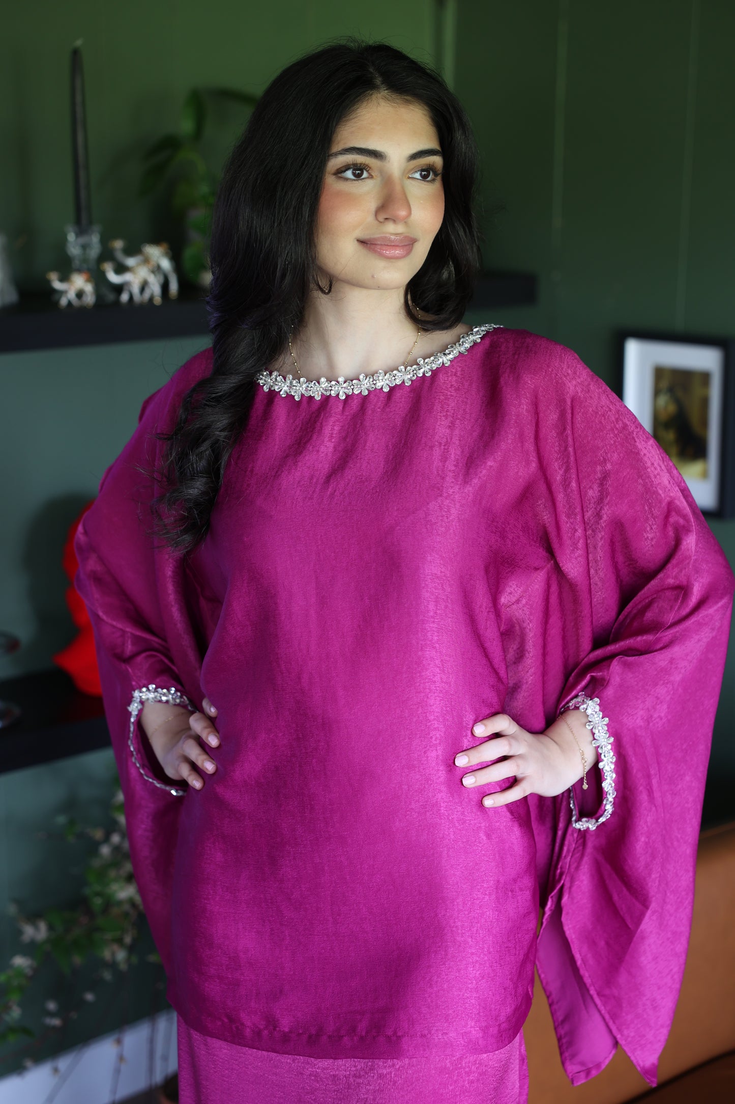 Velvet Orchid Crystal Poncho Set