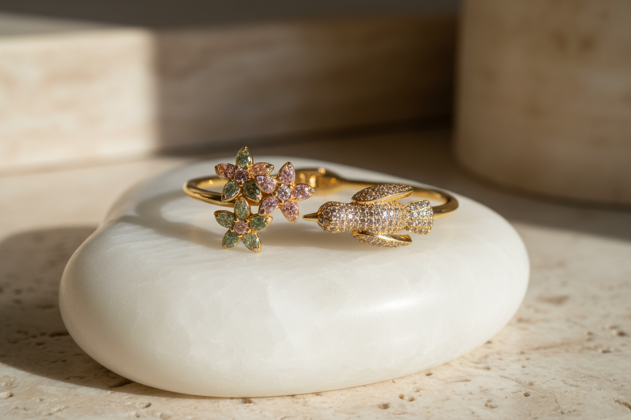 Oiseaux De Printemps | Spring Birds | Solid Silver | 18k Gold Plated | Rhodium Plated | Bracelet for Women