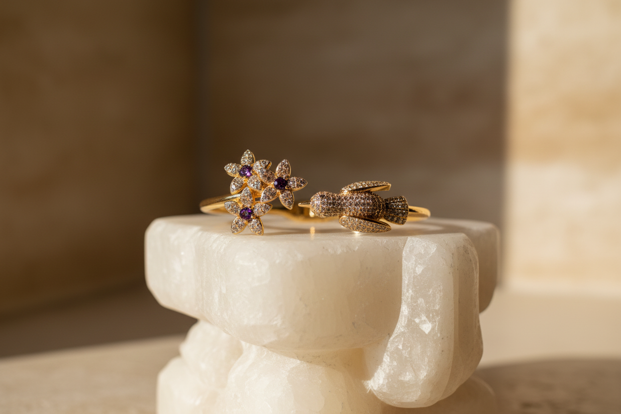 Oiseaux De Printemps | Spring Birds | Solid Silver | 18k Gold Plated | Rhodium Plated | Bracelet for Women