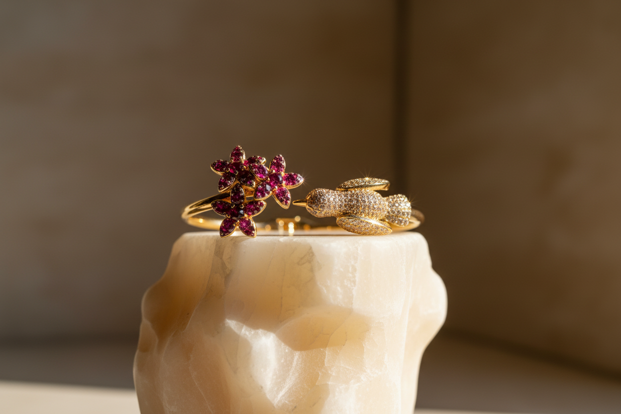 Oiseaux De Printemps | Spring Birds | Solid Silver | 18k Gold Plated | Rhodium Plated | Bracelet for Women