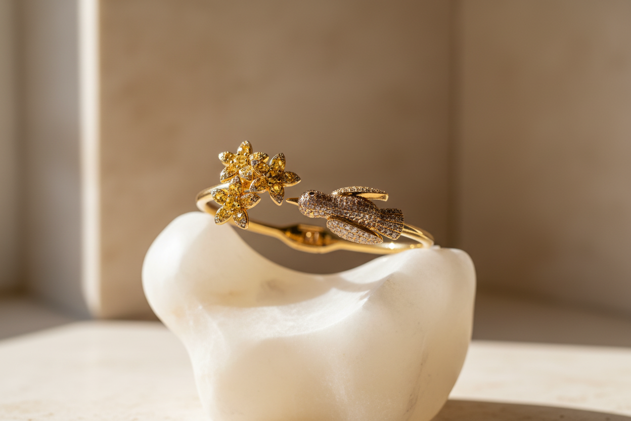 Oiseaux De Printemps | Spring Birds | Solid Silver | 18k Gold Plated | Rhodium Plated | Bracelet for Women