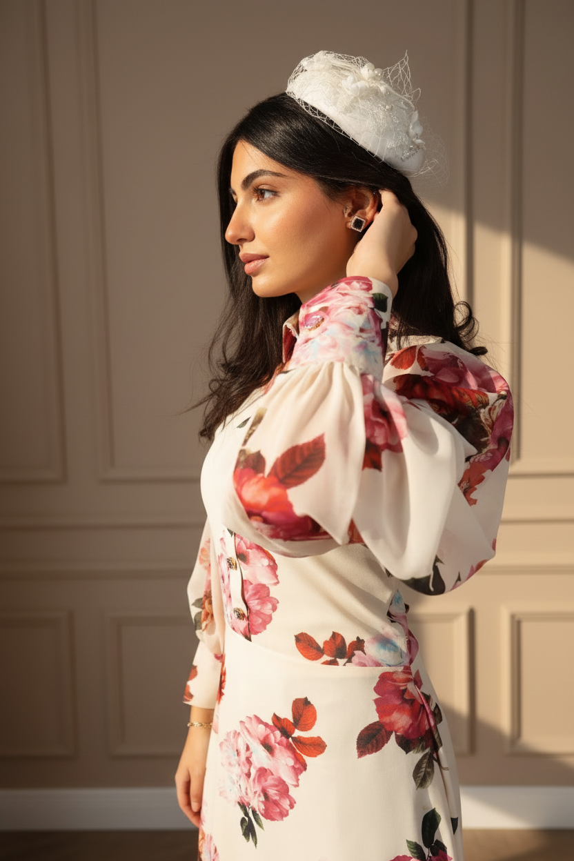 Crimson Peony Garden Dress