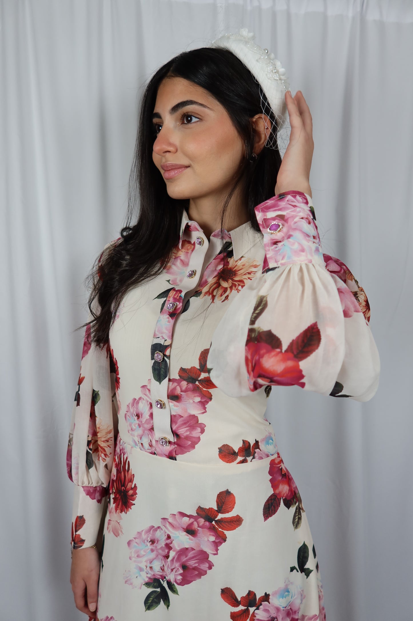 Crimson Peony Garden Dress