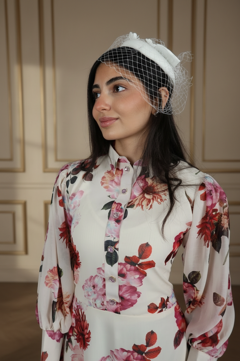 Crimson Peony Garden Dress