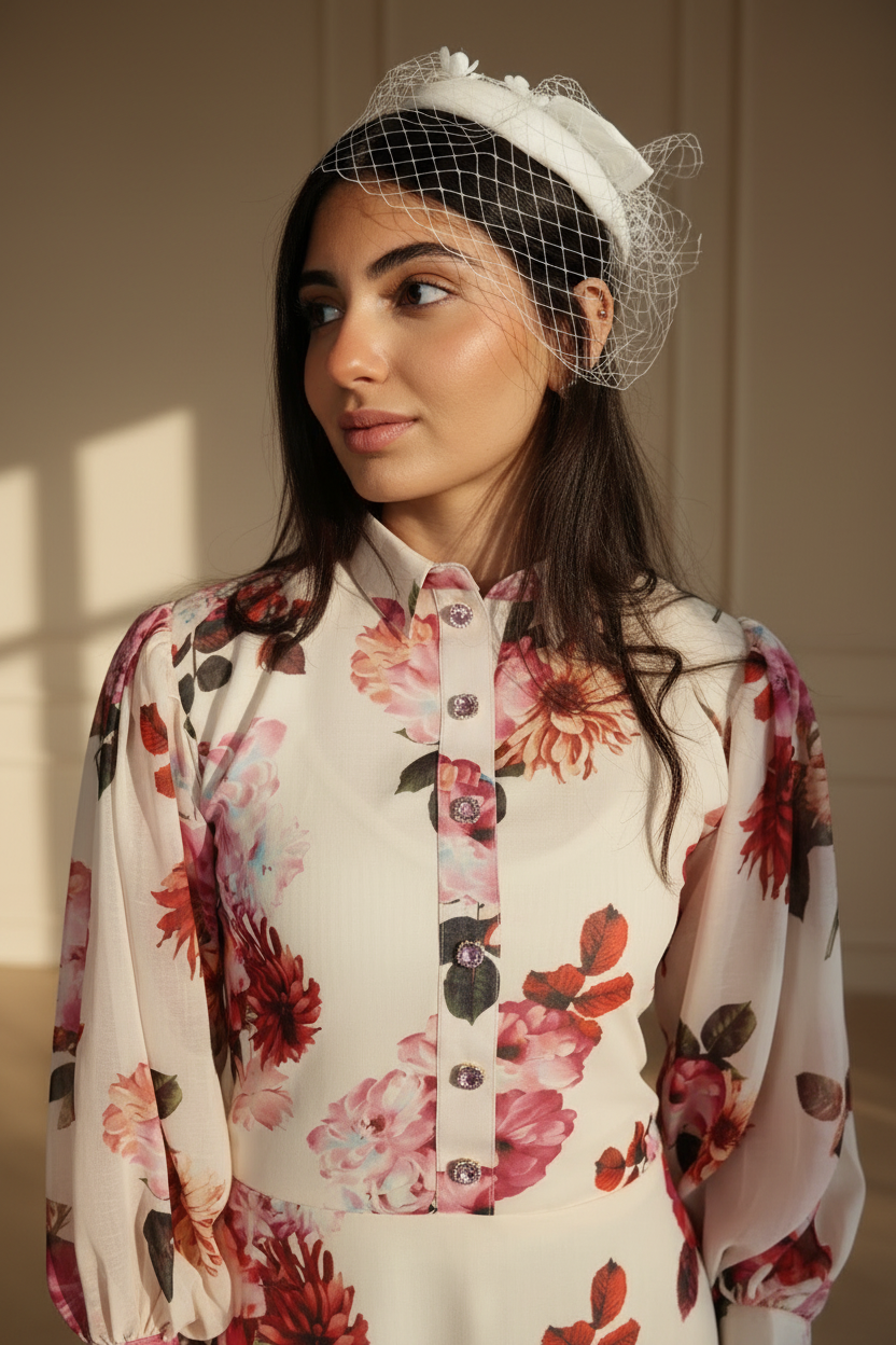 Crimson Peony Garden Dress