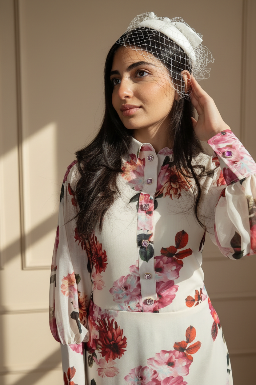 Crimson Peony Garden Dress
