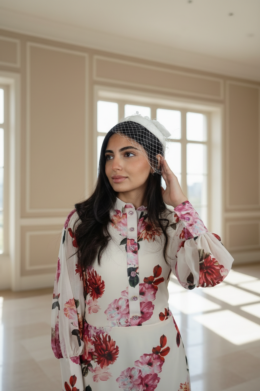 Crimson Peony Garden Dress