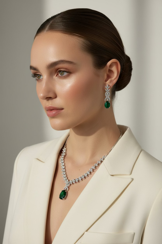 Emerald Necklace Earring set