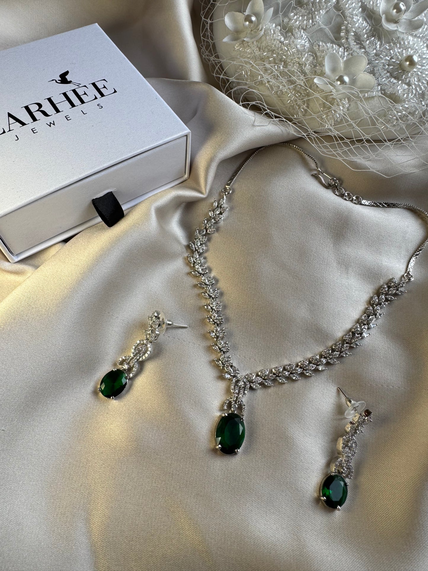 Emerald Necklace Earring set