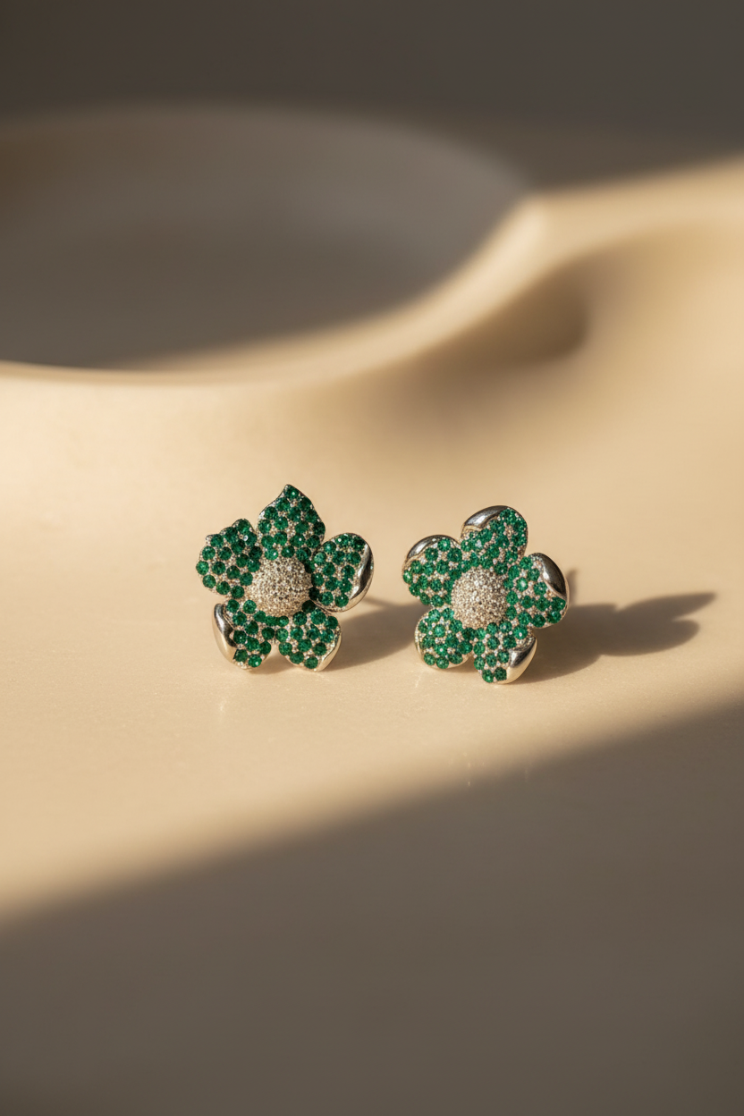 AMARYLLIS - Solid Silver Earring - Rhodium Plated | Hypoallergenic
