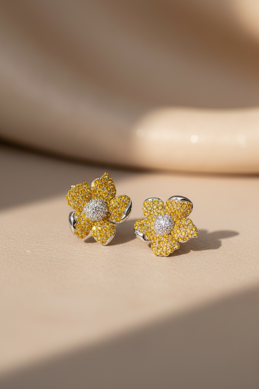 AMARYLLIS - Solid Silver Earring - Rhodium Plated | Hypoallergenic
