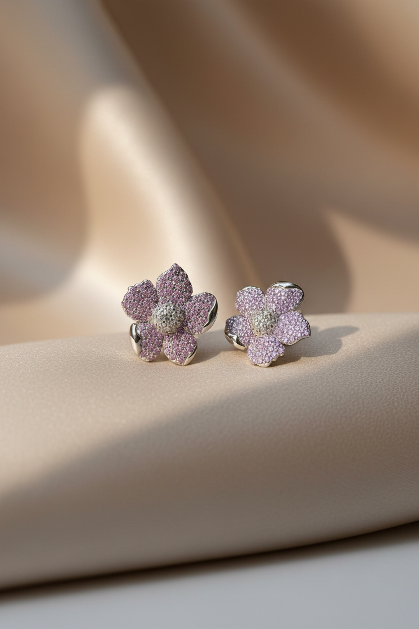 AMARYLLIS - Solid Silver Earring - Rhodium Plated | Hypoallergenic