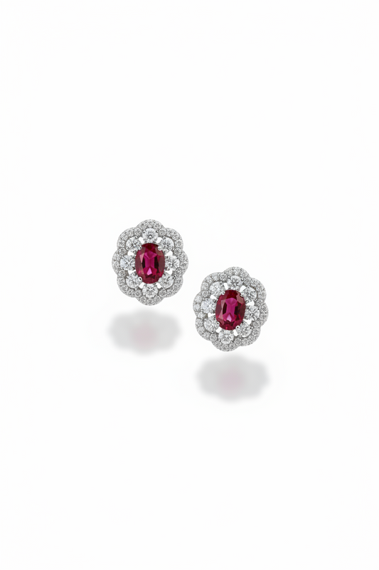 Victorian Ruby Earrings - 18K White Gold