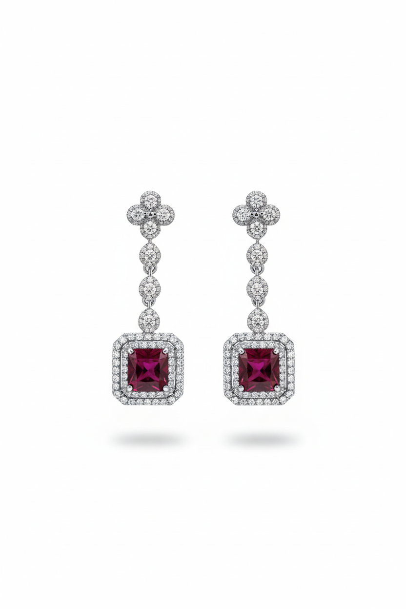 Red Victorian Dangle Earrings