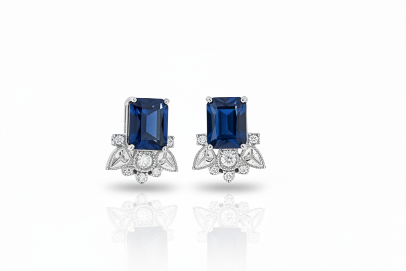 Victorian Sterling Silver Blue Sapphire Stone