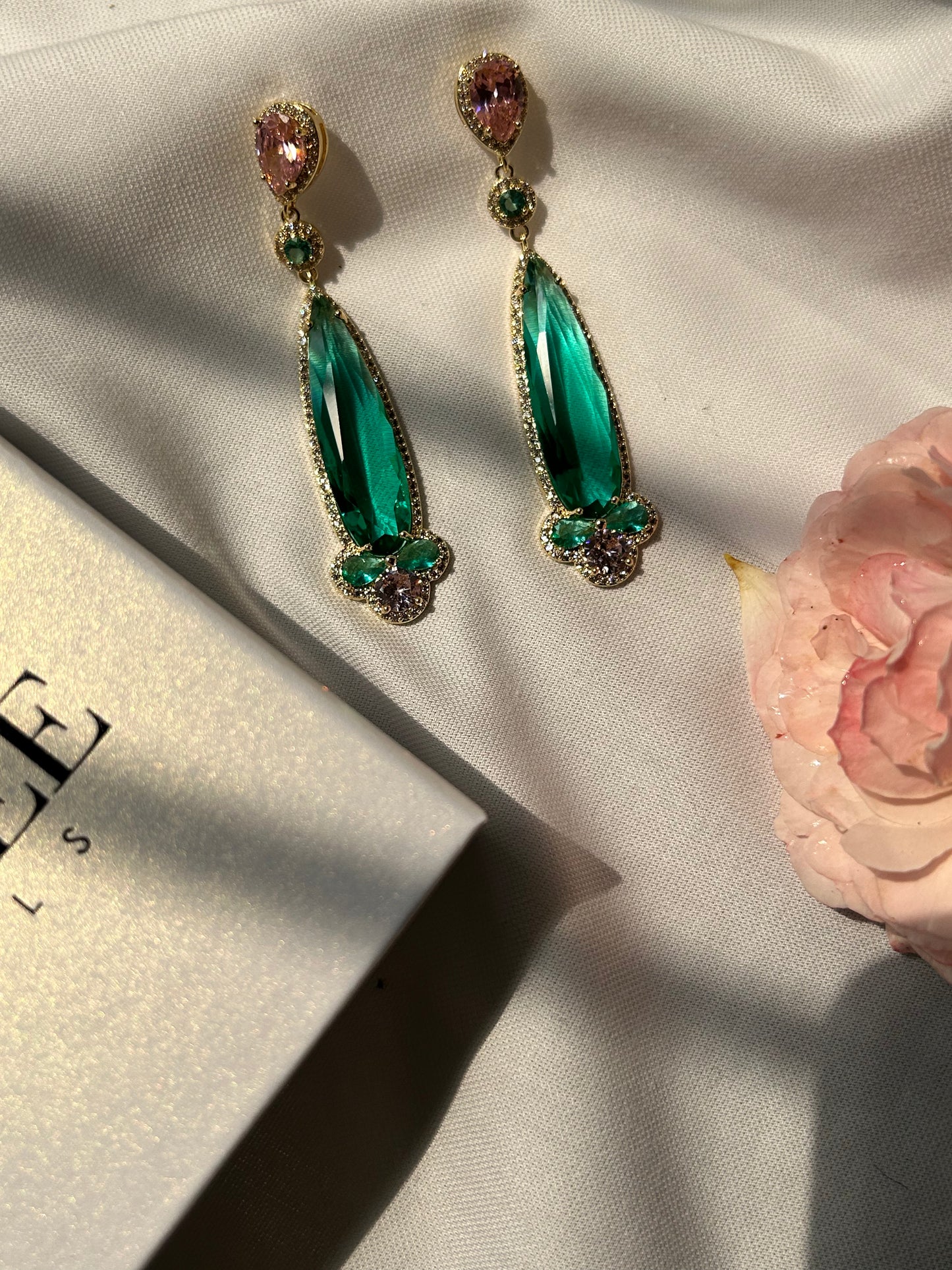 Women's Pink and Green Stone Earrings | Zarhee