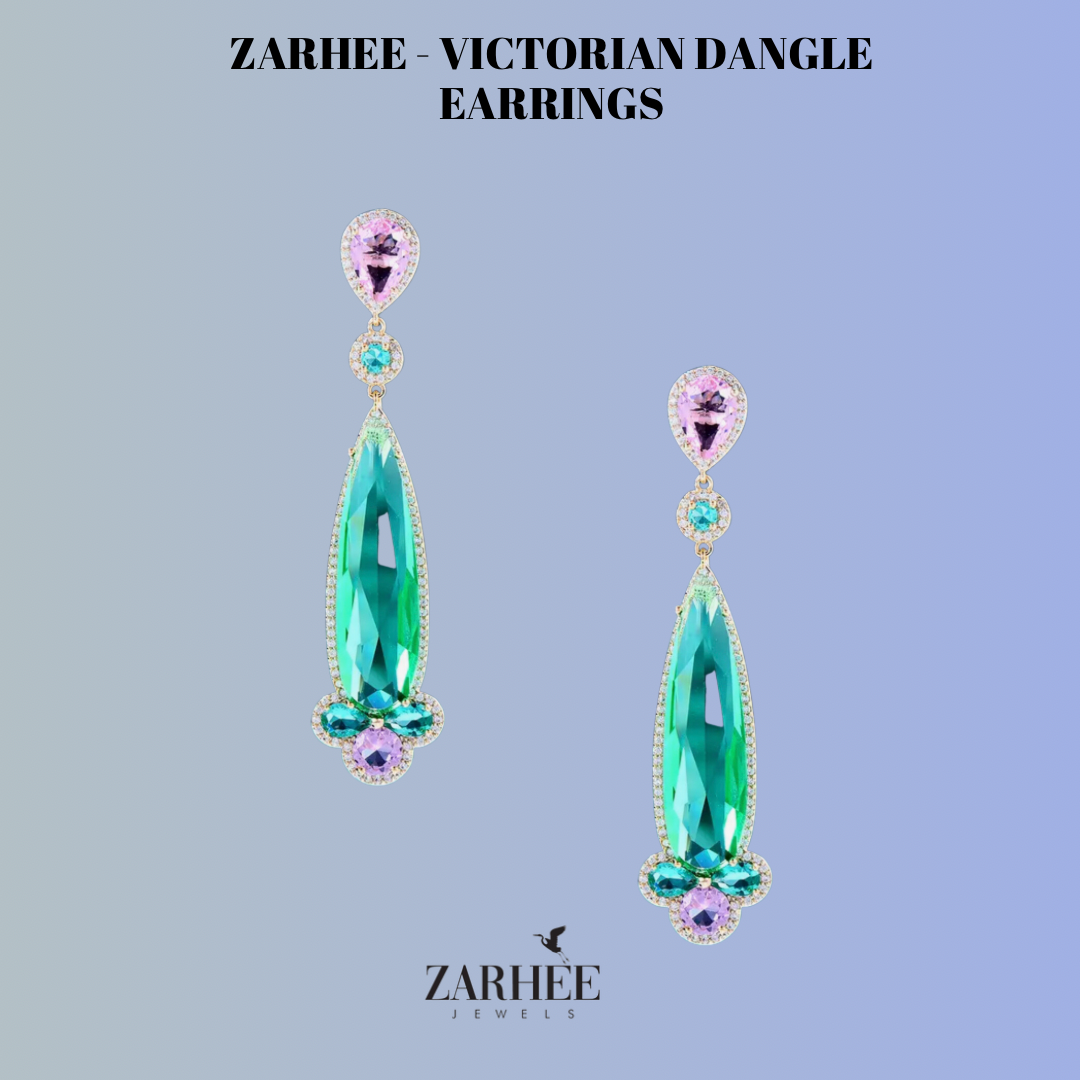 Women's Pink and Green Stone Earrings | Zarhee