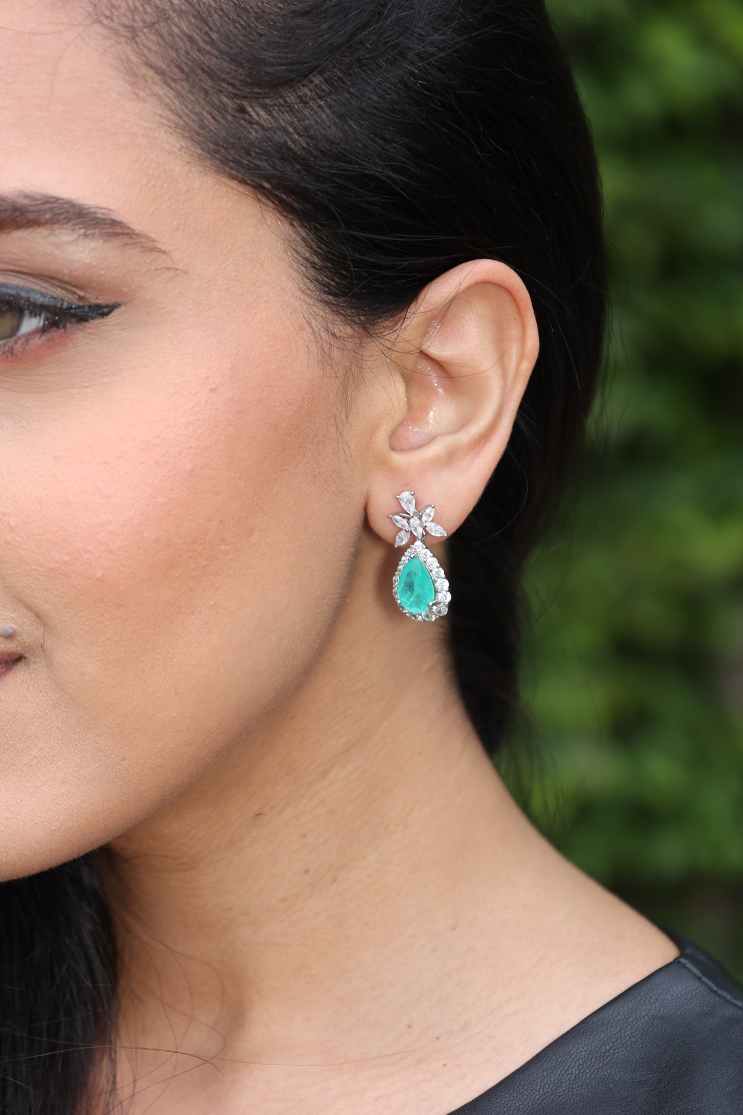 Tourmaline Stone | Victorian Pear Earring - Solid Silver