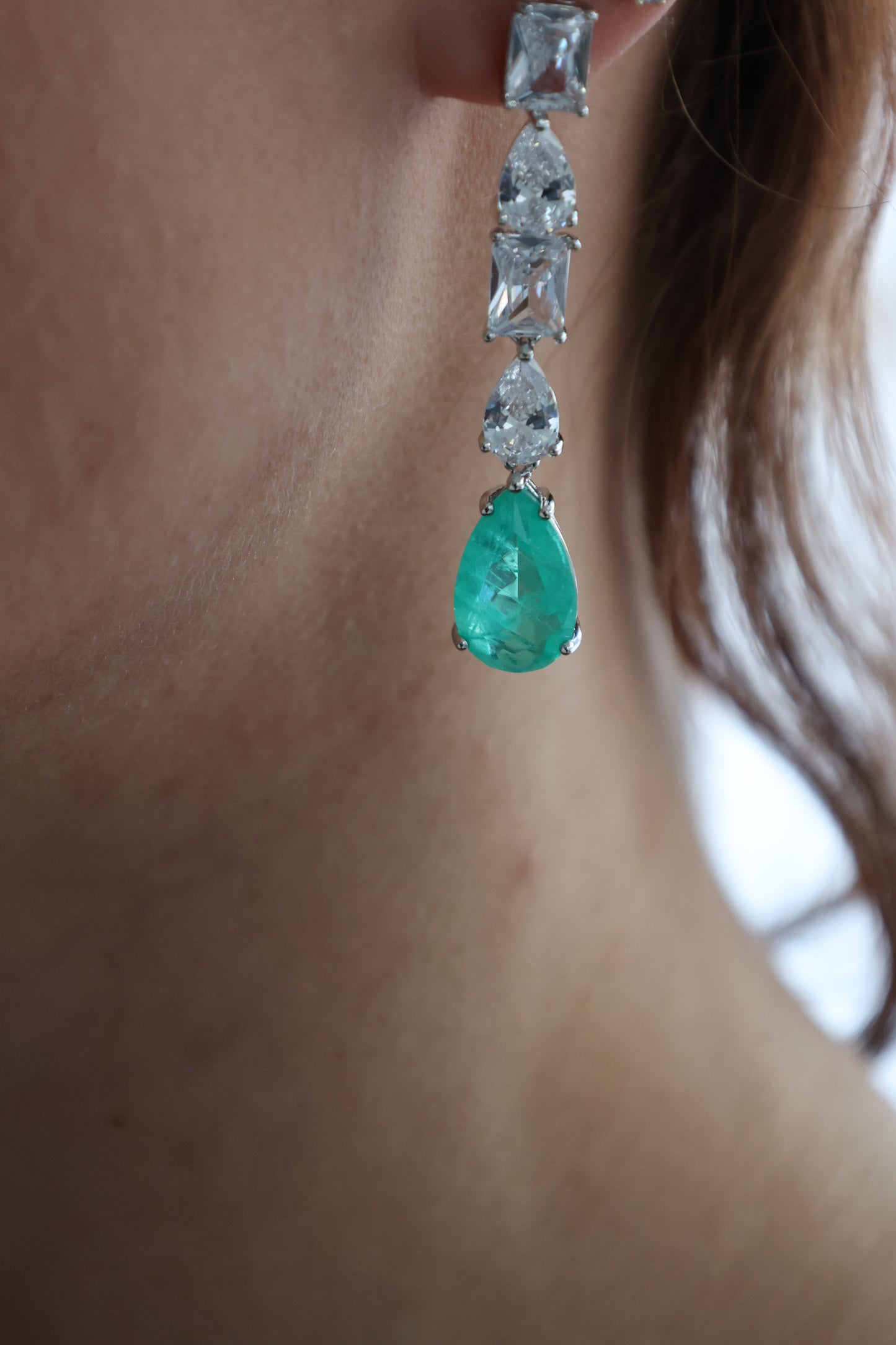 Tourmaline Linear Earrings - Solid Silver