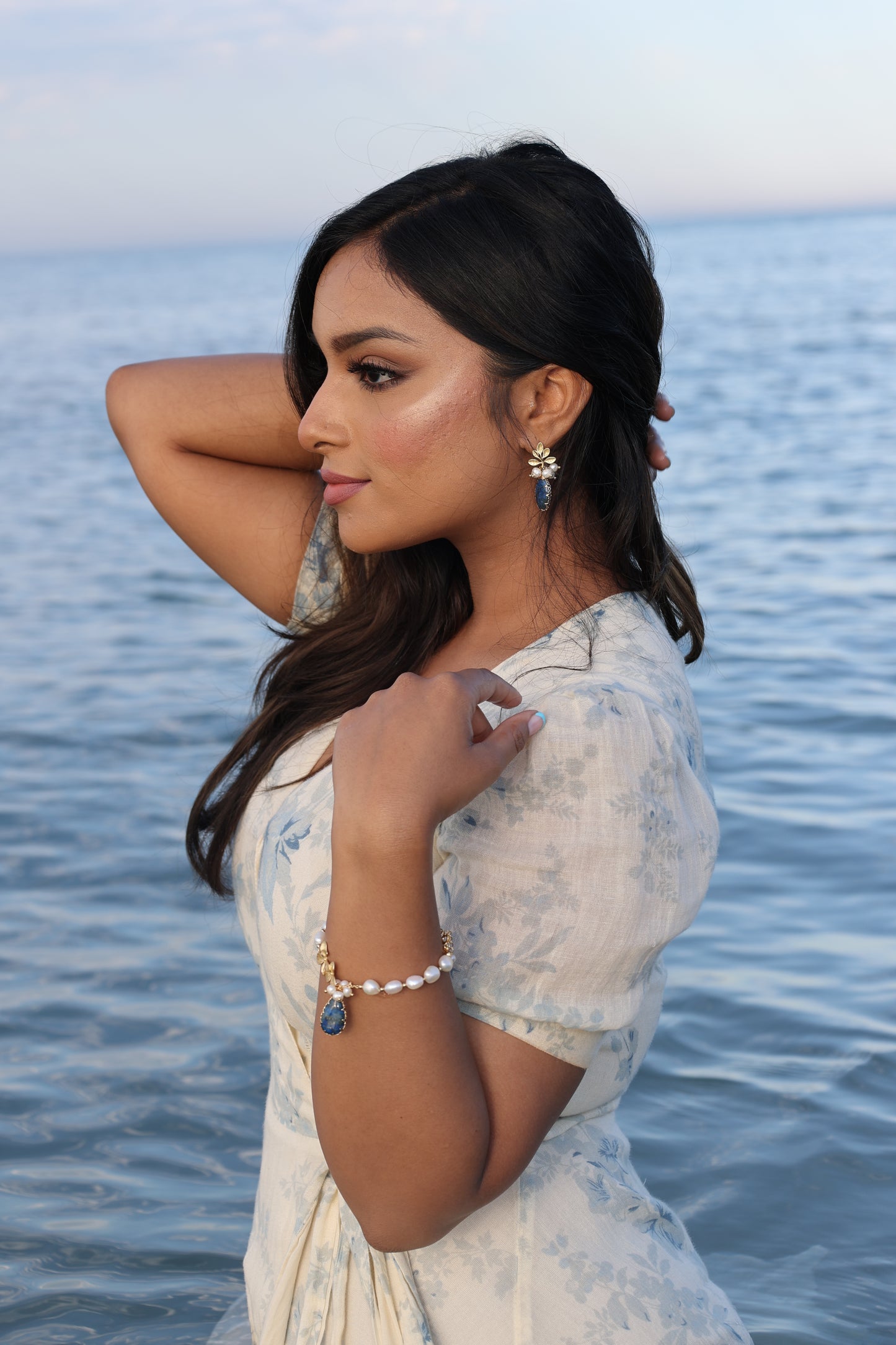 Zarhee Blue Soho Bracelet - 18k Gold Plated with Fresh Baroque Pearls