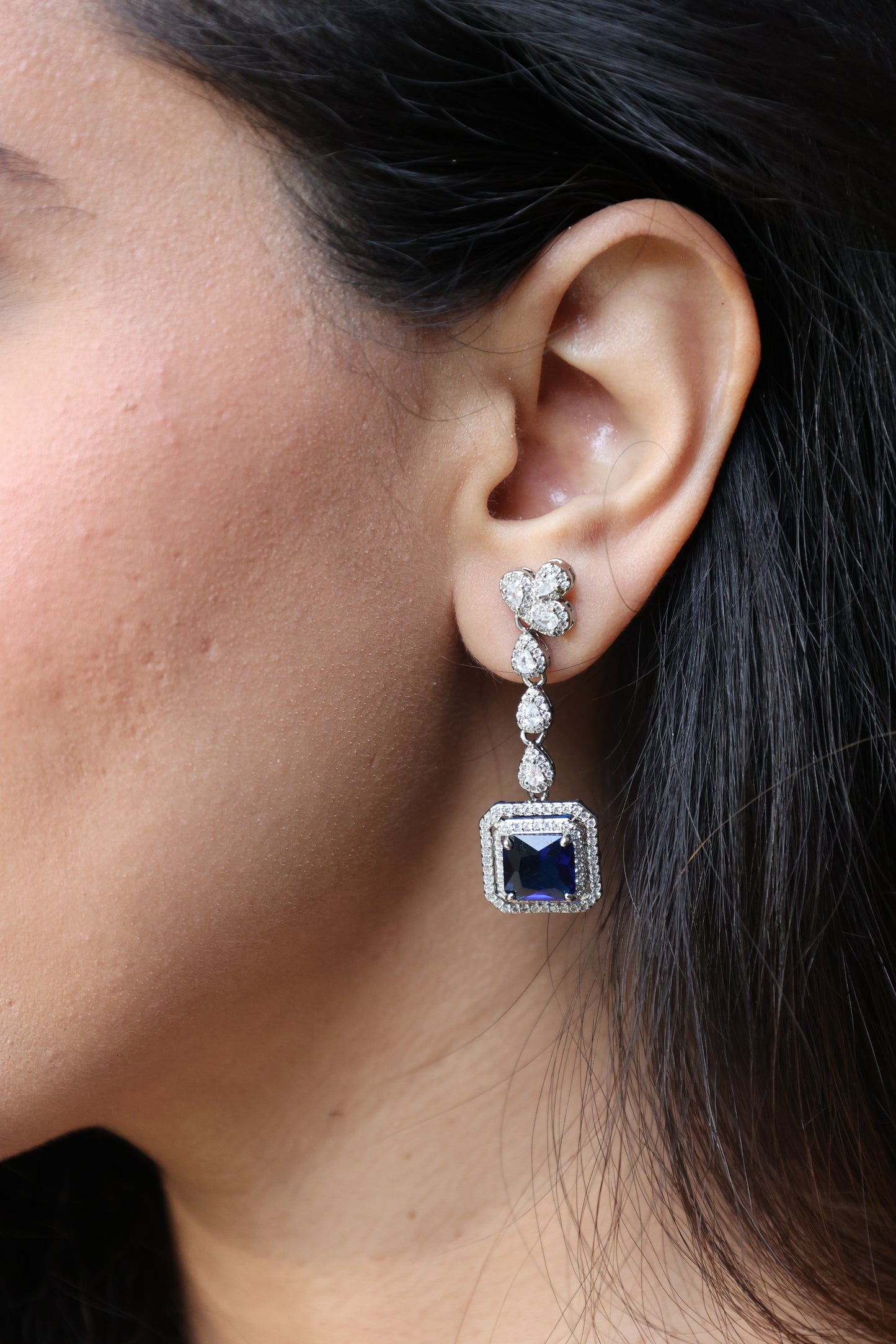 Dark Blue Dangle Earrings