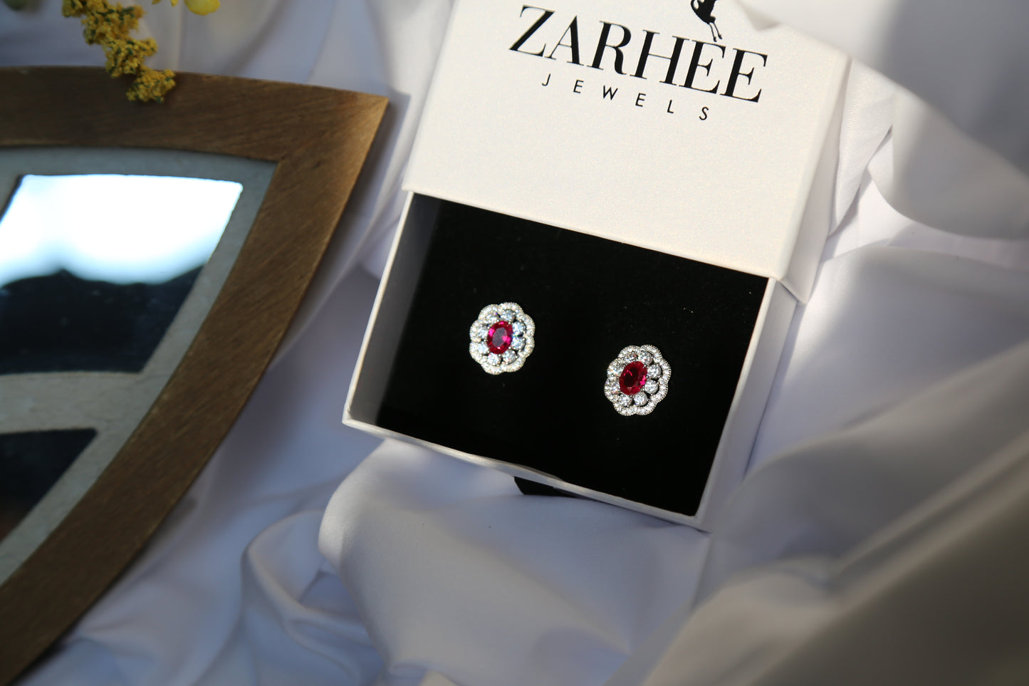 Victorian Ruby Earrings - 18K White Gold