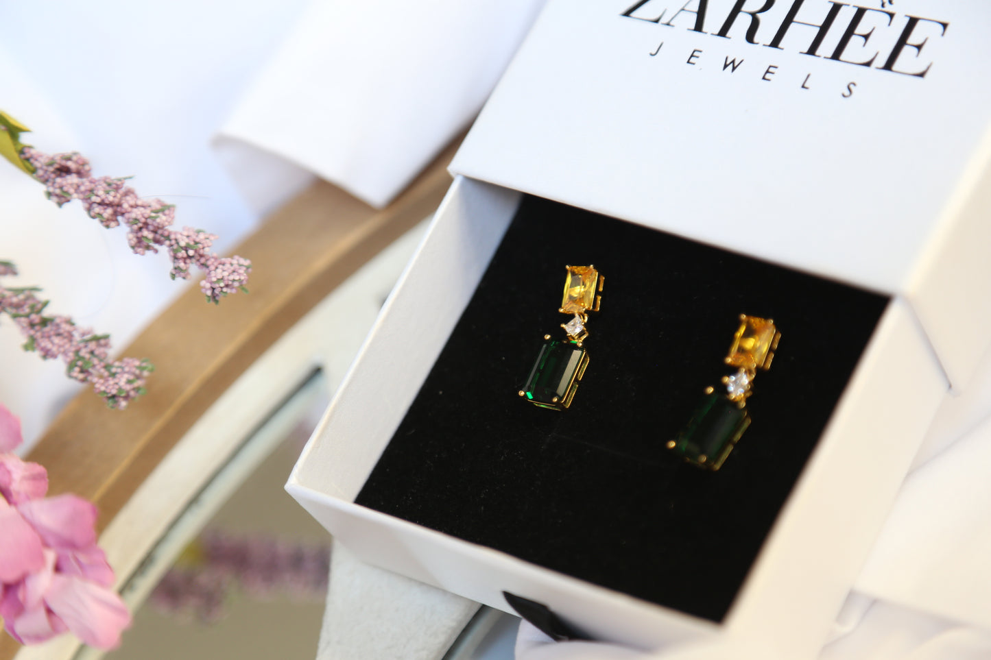 Zarhee Emerald Gold Earrings