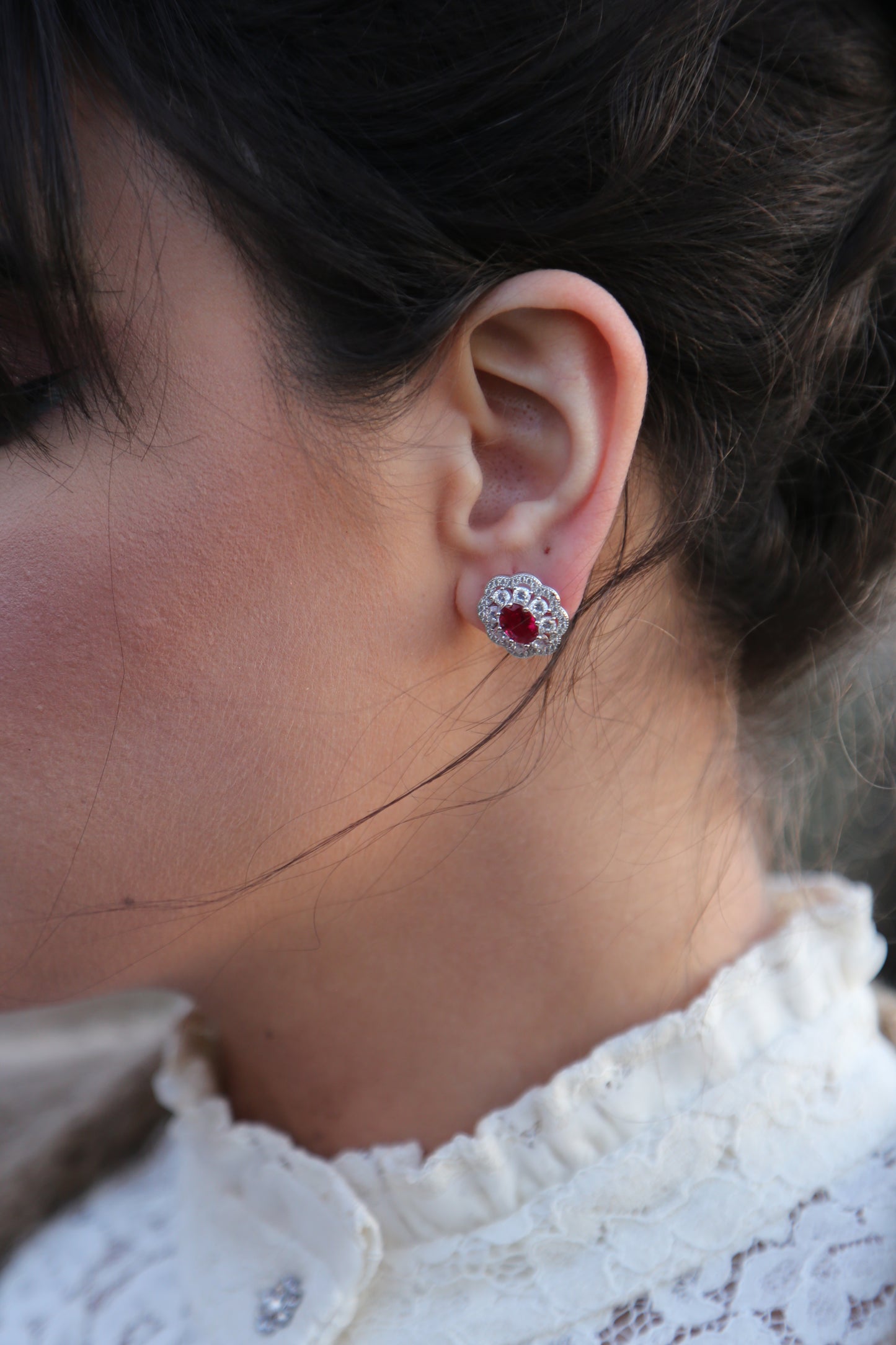 Victorian Ruby Earrings - 18K White Gold