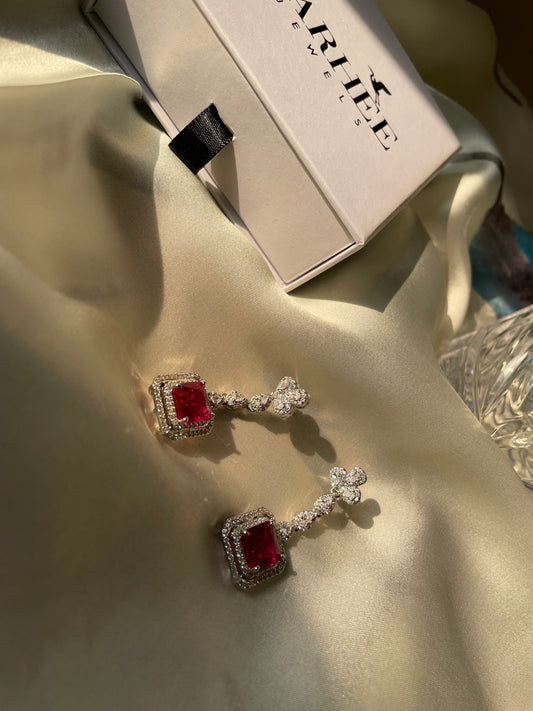 Red Victorian Dangle Earrings