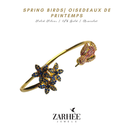 Oiseaux De Printemps | Spring Birds | Solid Silver | 18k Gold Plated | Rhodium Plated | Bracelet for Women