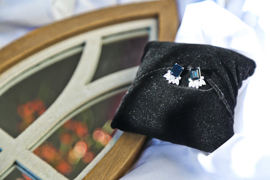 Victorian Sterling Silver Blue Sapphire Stone